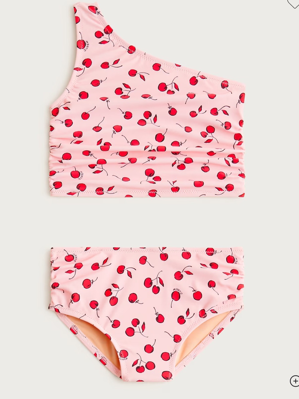 J Crew Girls' Ruched One-Shoulder Two-Piece Swimsuit